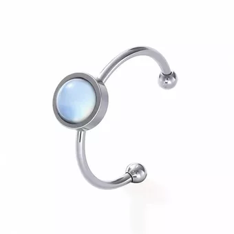 Bague Aigue-Marine A en Acier Inoxydable Argenté 6 mm