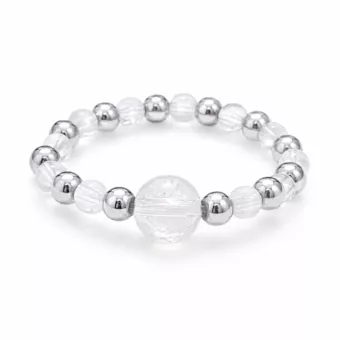Bague Perles Argentées Cristal de Roche