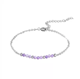 Bracelet Améthyste Facettée – acier inoxydable argenté