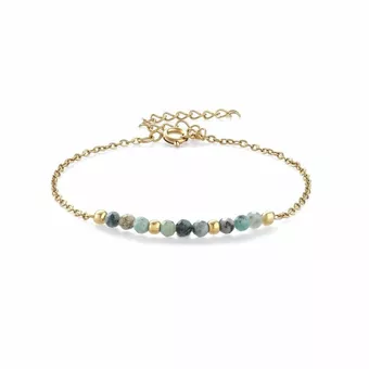Bracelet Turquoise Naturelle d’Afrique facettée A – acier inoxydable doré