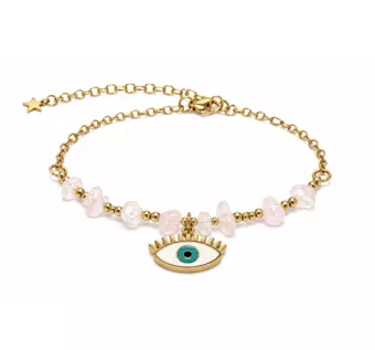 Bracelet Protection en Quartz Rose A – Mauvais Œil