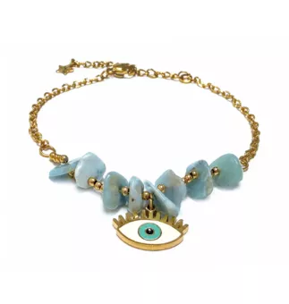 Bracelet Protection en Larimar AA – Mauvais Œil