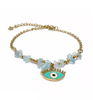 Bracelet Protection en Aigue-Marine AA – Mauvais Œil