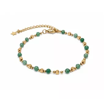 Bracelet Énergie en Aventurine Verte A – Perles Dorées