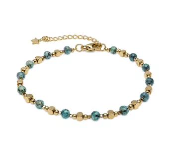Bracelet Énergie en Turquoise d’Afrique A – Perles Dorées