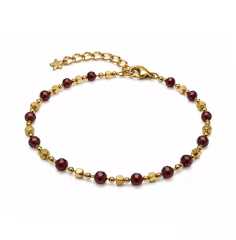 Bracelet Énergie en Grenat AA – Perles Dorées