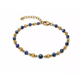 Bracelet Énergie en Lapis-Lazuli A – Perles Dorées