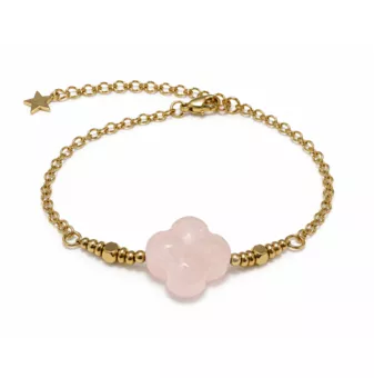 Bracelet Chance en Quartz Rose A – Trèfle