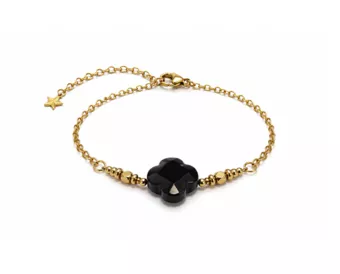 Bracelet Chance en Onyx A – Trèfle