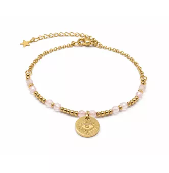 Bracelet Protection en Quartz Rose A – Œil Protecteur