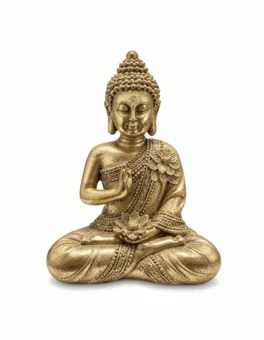 Statue Bouddha Abhaya Doré en Résine 14 cm
