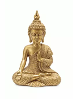 Statue Bouddha Doré Mudra de l’Enseignement en Résine 15 cm