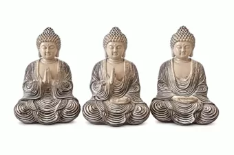 Set de 3 Statues Bouddha Méditation et Prière en Résine 10 cm