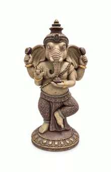 Statue Ganesh Dansant Mauve et Dorée en Résine 32 cm