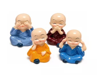 Set de 4 Moines de la Sagesse en Céramique 5,5 cm