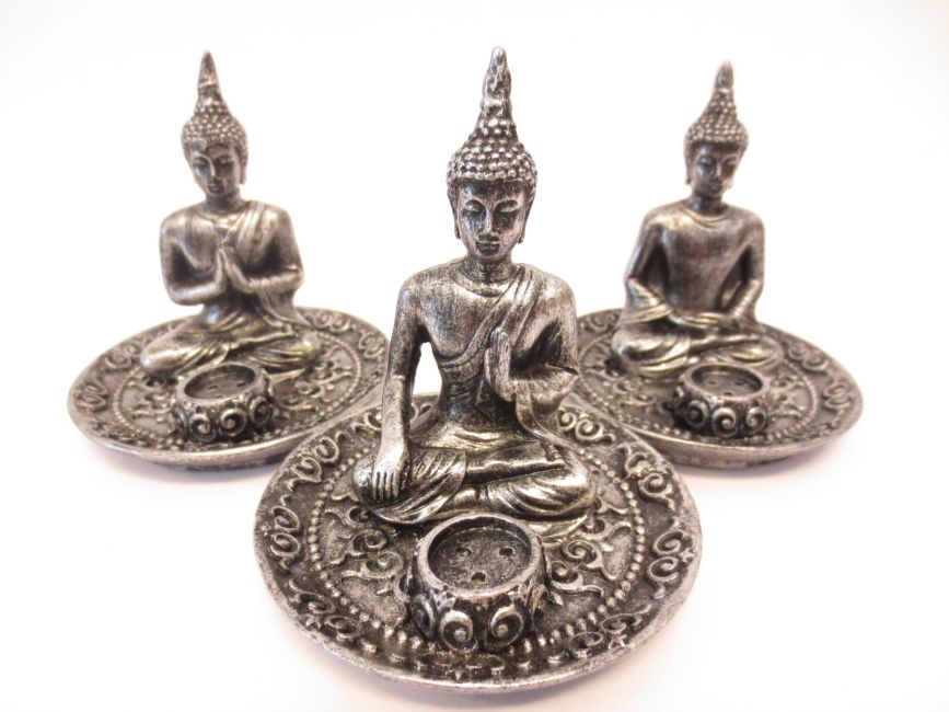 3 x Portes encens bouddha tibetain argenté