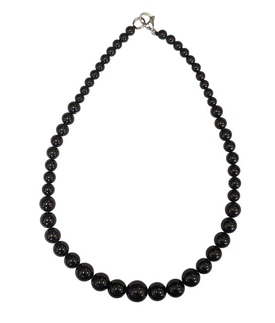 Tourmaline Noire A Collier Chute Perles 6-14mm 45cm