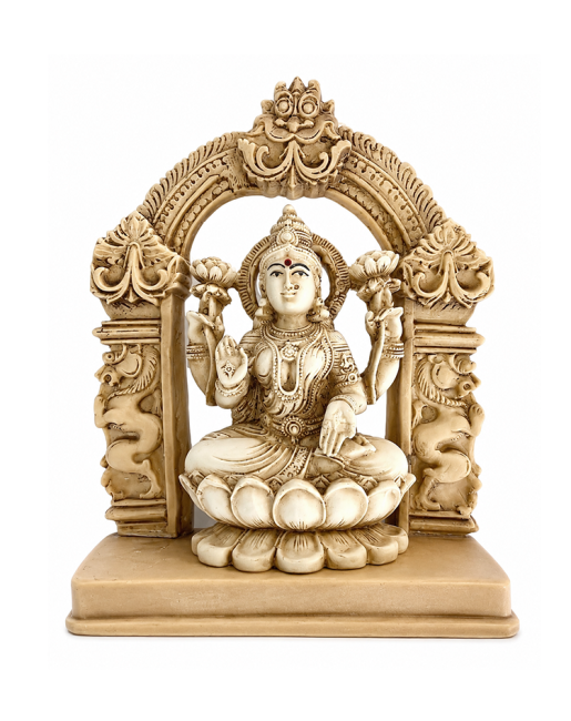 Statuette Déesse Lakshmi en Résine Ivoire et Doré 13cm chez Arabesk