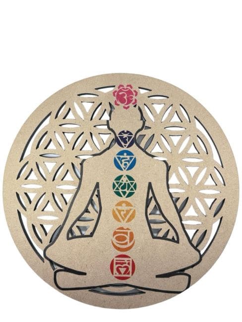 Plaque 7 chakras  en bois 15cm