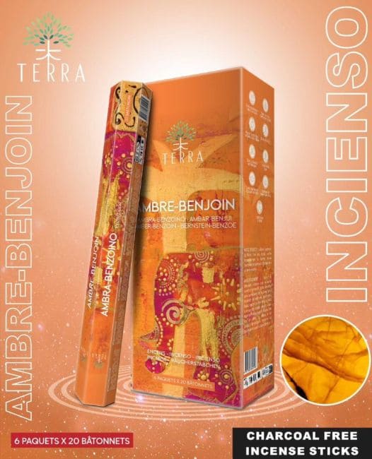 Encens Terra Ambre benjoin hexa sans charbon 30grs chez Arabesk|fr
