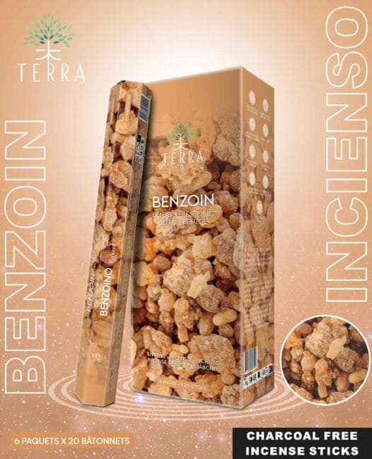 Encens Terra Benjoin hexa sans charbon 30grs chez Arabesk|fr
