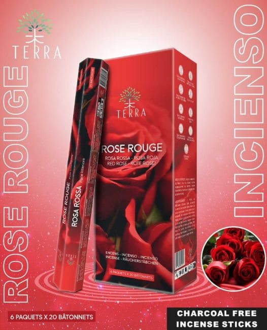 Encens Terra rose rouge hexa sans charbon chez Arabesk|fr