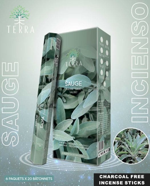 Encens Terra sauge hexa sans charbon 30grs chez Arabesk|fr