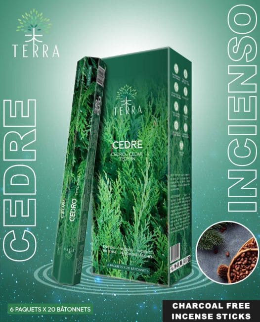Encens Terra cèdre hexa sans charbon 30grs chez Arabesk|fr