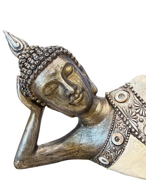 bouddha couché Résine Nacre 35cm chez Arabesk|fr