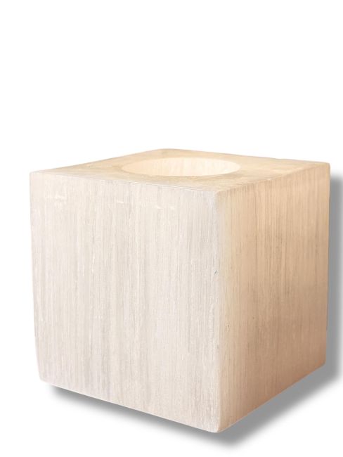 Bougeoir Cube en Sélénite Poli 7cm  0.7-1Kg