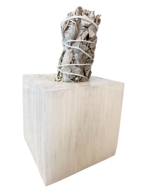 Bougeoir Cube en Sélénite Poli 7cm  0.7-1Kg chez Arabesk|fr