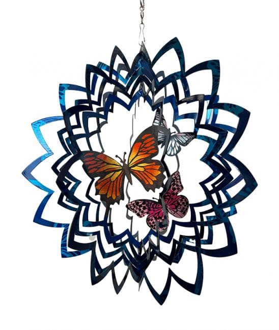 Carillon éolien 3D acier multicolor papillon 30cm