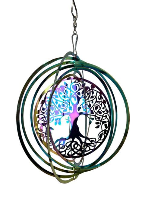 Carillon éolien 3D acier arc-en-ciel arbre de vie 15cm chez Arabesk