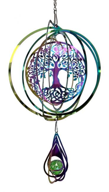 Carillon éolien 3D acier arc-en-ciel arbre de vie Cristal 15cm chez Arabesk