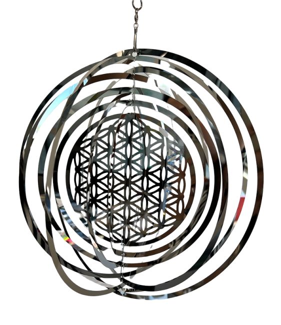 Carillon éolien 3D Acier Fleur de Vie 10cm chez Arabesk
