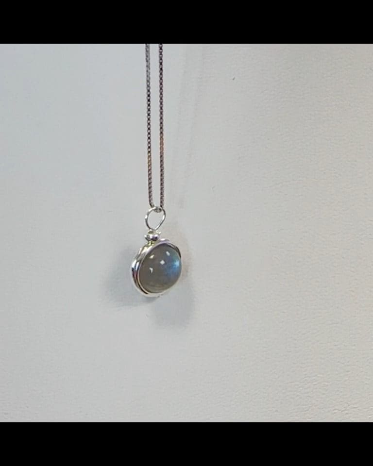 Collier Argent 925 avec Pendentif Boule Labradorite AA 10mm