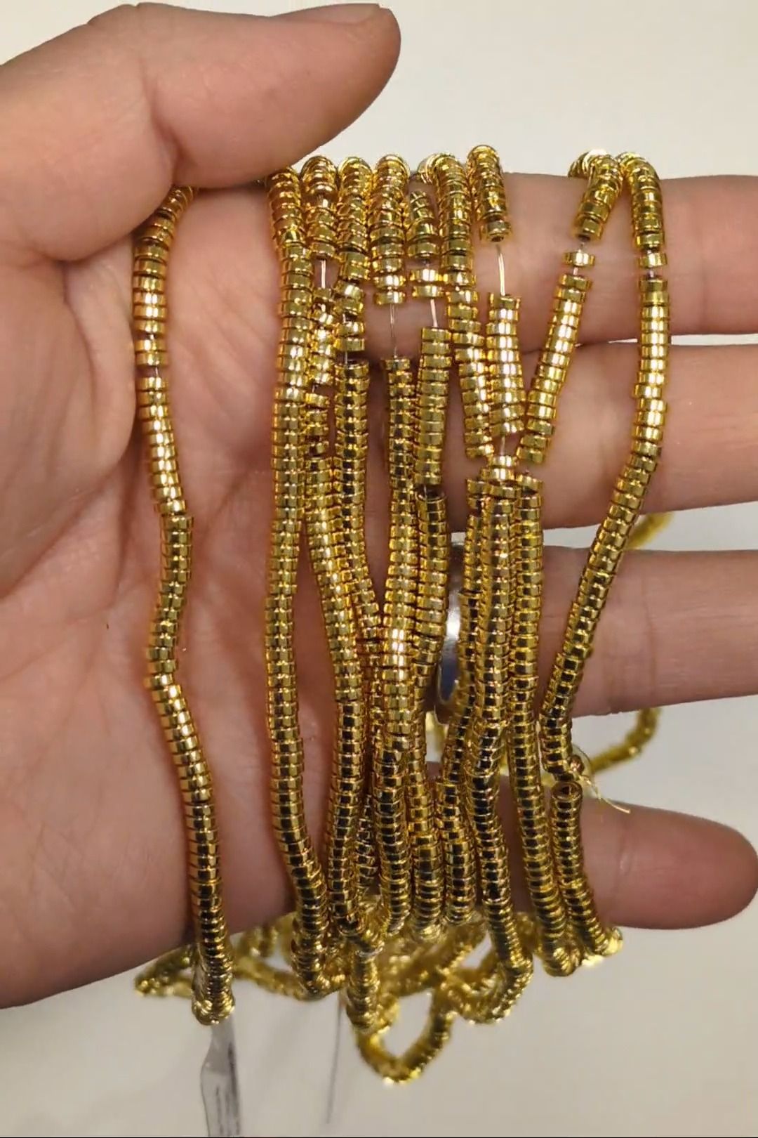 Perles Intercalaires en Hématite Dorée – 3×1 mm