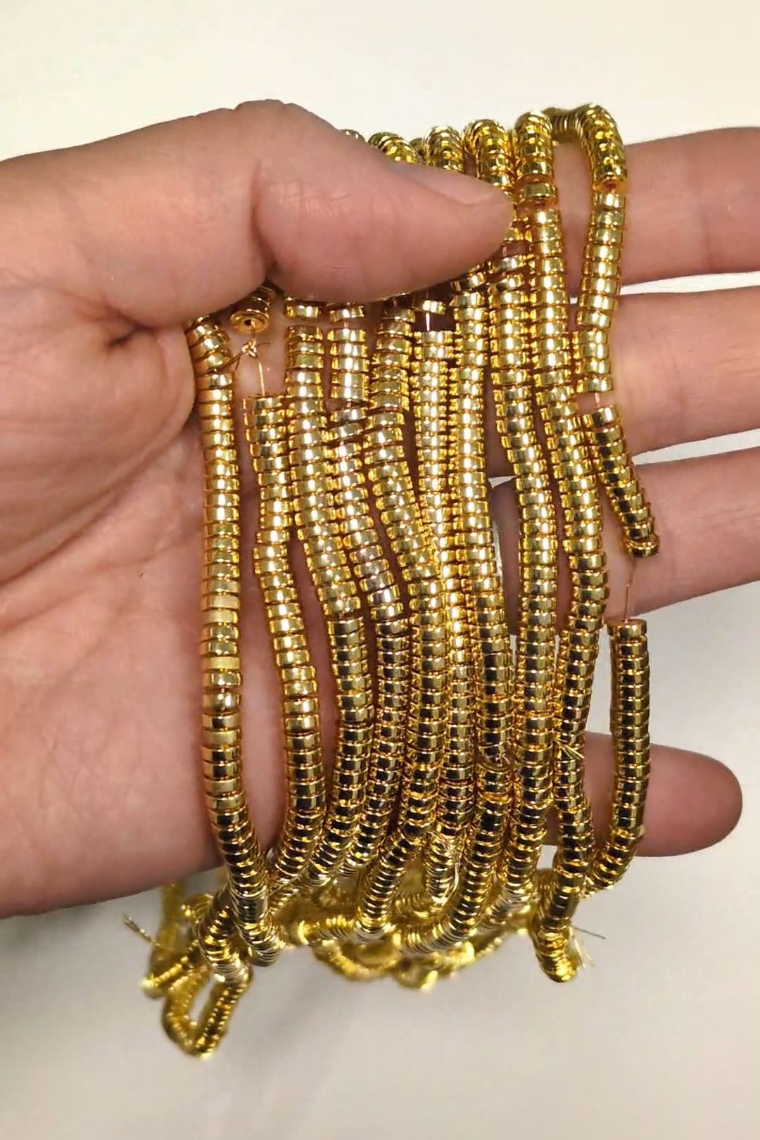 Perles Intercalaires en Hématite Dorée – 4×1 mm