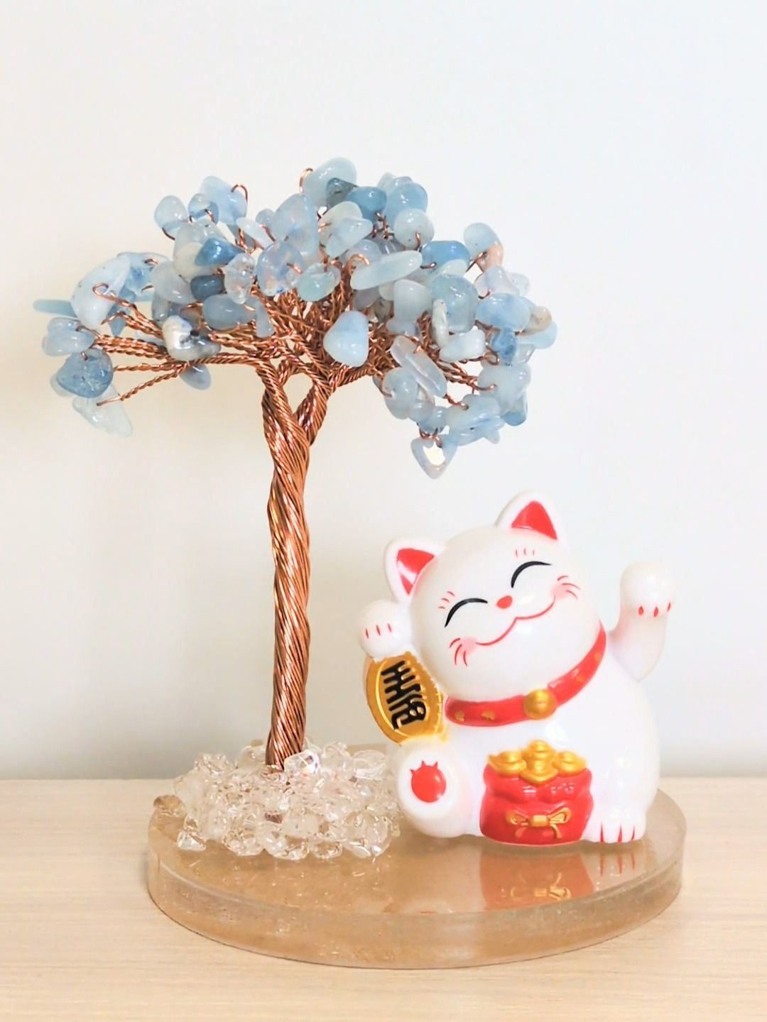 Arbre de Vie en Aigue Marine avec Manekineko