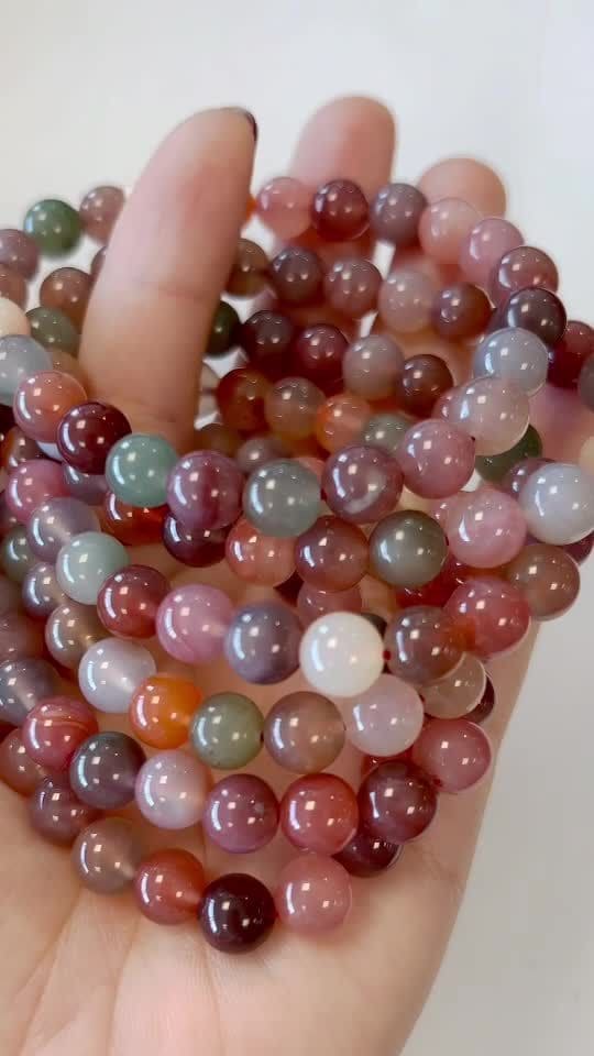 Bracelet Agate Multicolore  AA perle 8mm