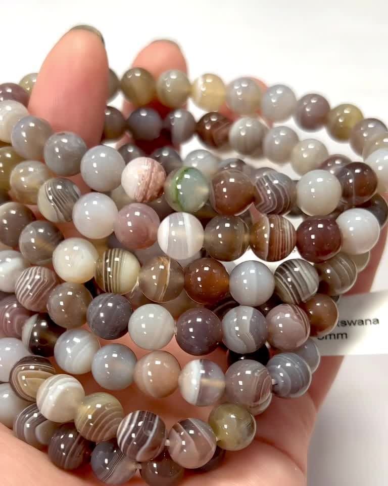 Bracelet Agate Botswana AA perles 8mm