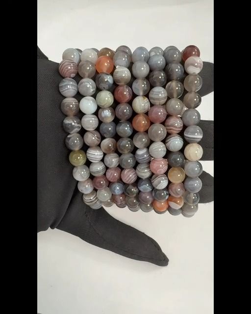 Bracelet Agate Botswana AA perles 8mm