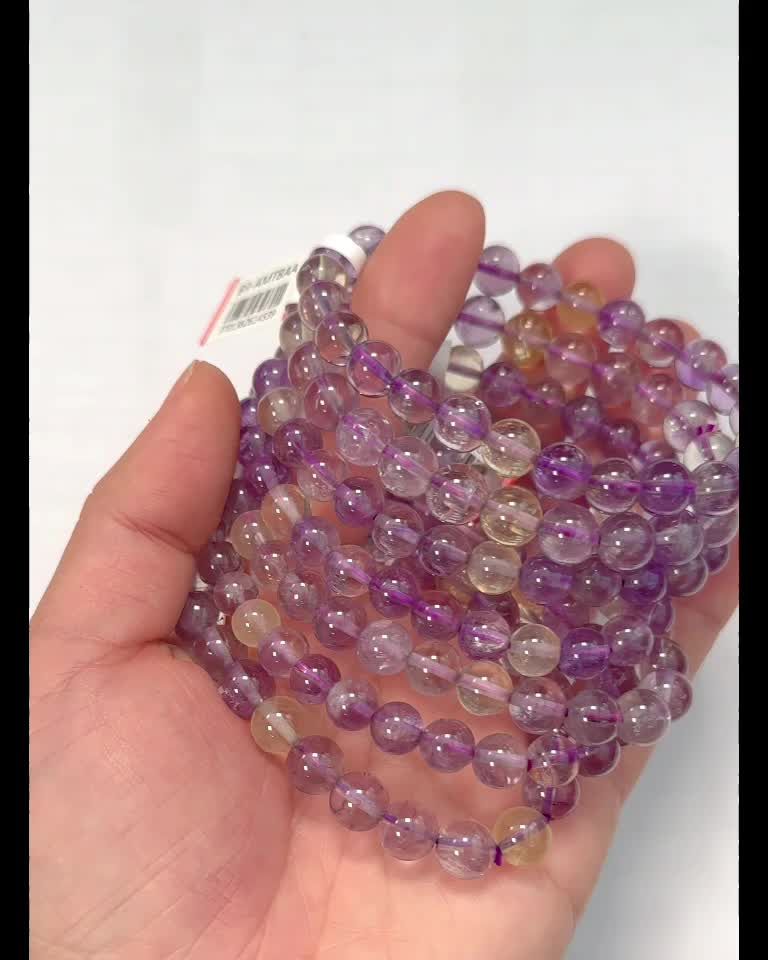 Bracelet Amethyste Citrine AA perles 7.5-8.5mm