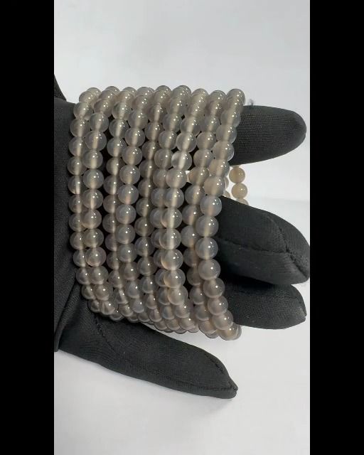 Bracelet Agate Grise A perles 6mm