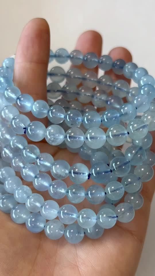 Bracelet Aigue Marine AA perles 7.5-8.5mm