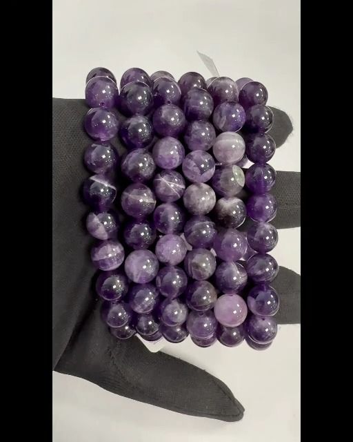 Bracelet Améthyste rubanée A perles 10mm
