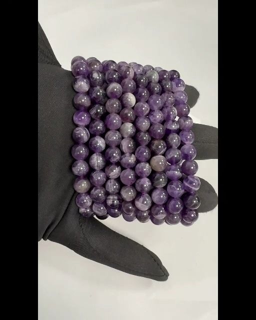 Bracelet Améthyste rubanée A perles 7.5-8.5mm