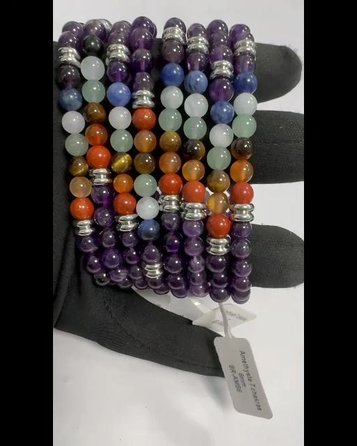 Bracelet Amethyste 7 chakras A perles 6mm