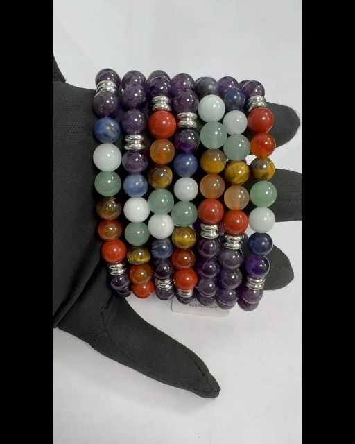 Bracelet Amethyste 7 chakras A perles 8mm