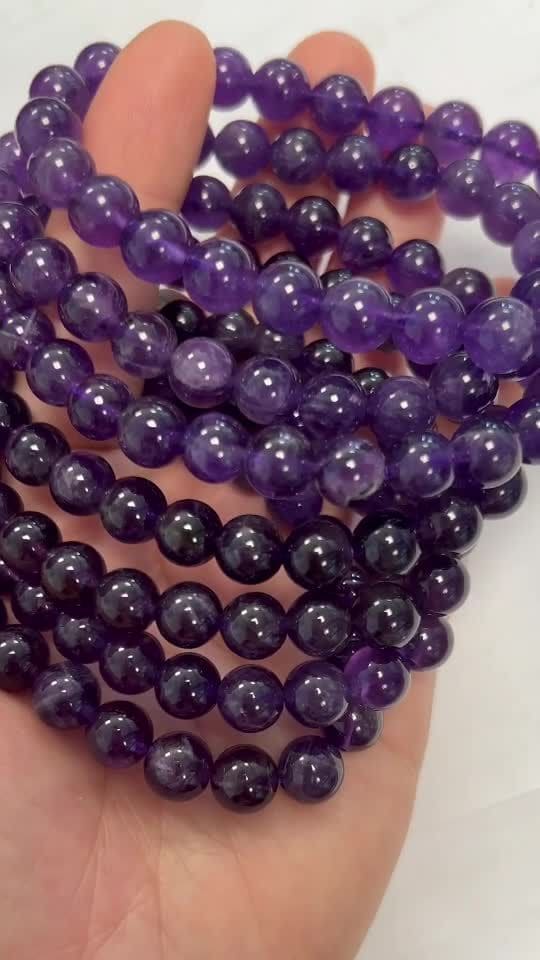 Bracelet Amethyste Uruguay AA perles 8mm